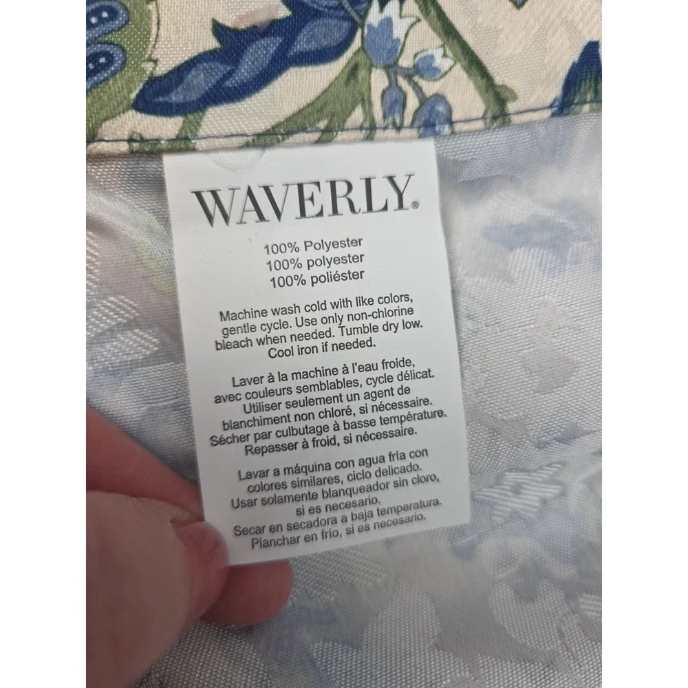 Waverly Imperial Dress Jacobean Floral Valance Set Scallop Blue Yellow 18x50